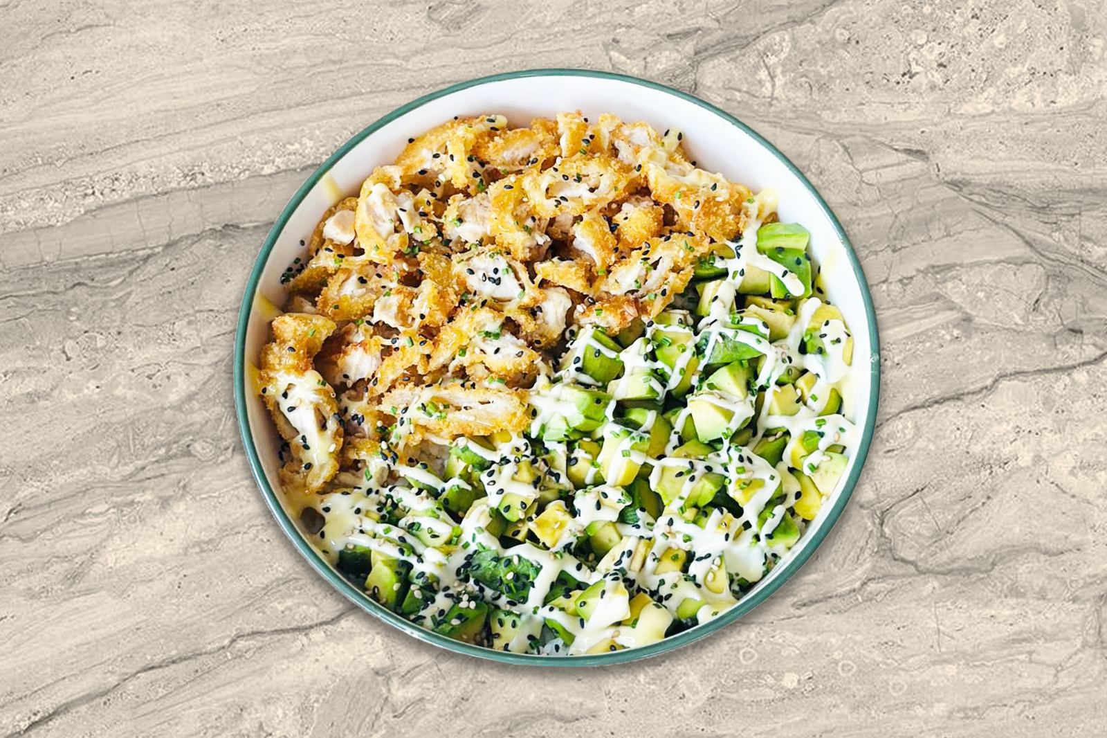 Poke bowl crispy chicken